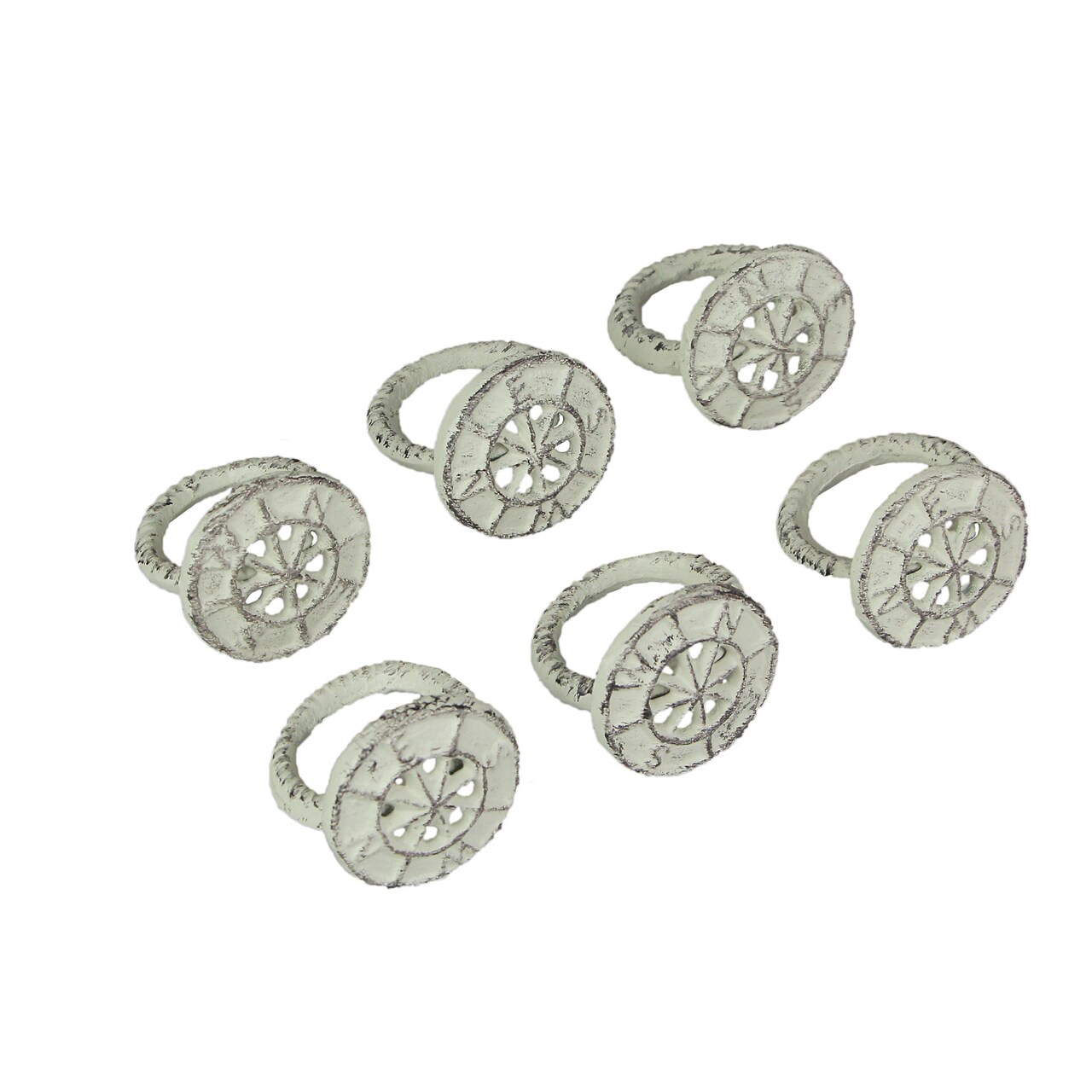Set of 6 Cast Iron Compass Rose Napkin Rings Decorative Nautical Dining Decor